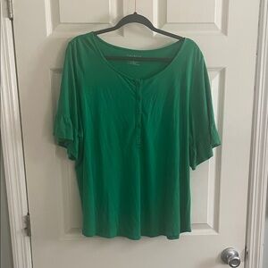 Talbots Green Blouse with Button Front